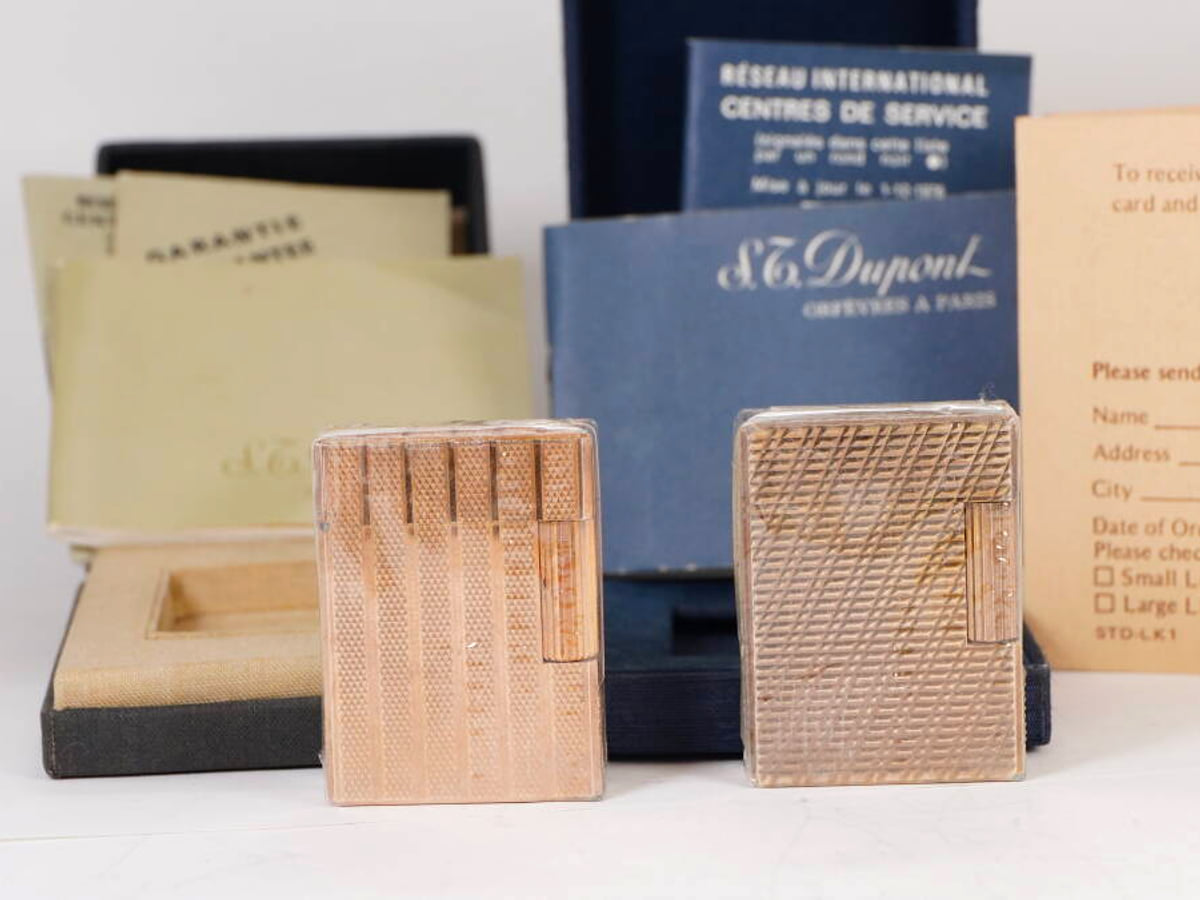 S.T. Dupont デュポン ガスライター 2点セット ゴールドカラー 箱・冊子付 現状品