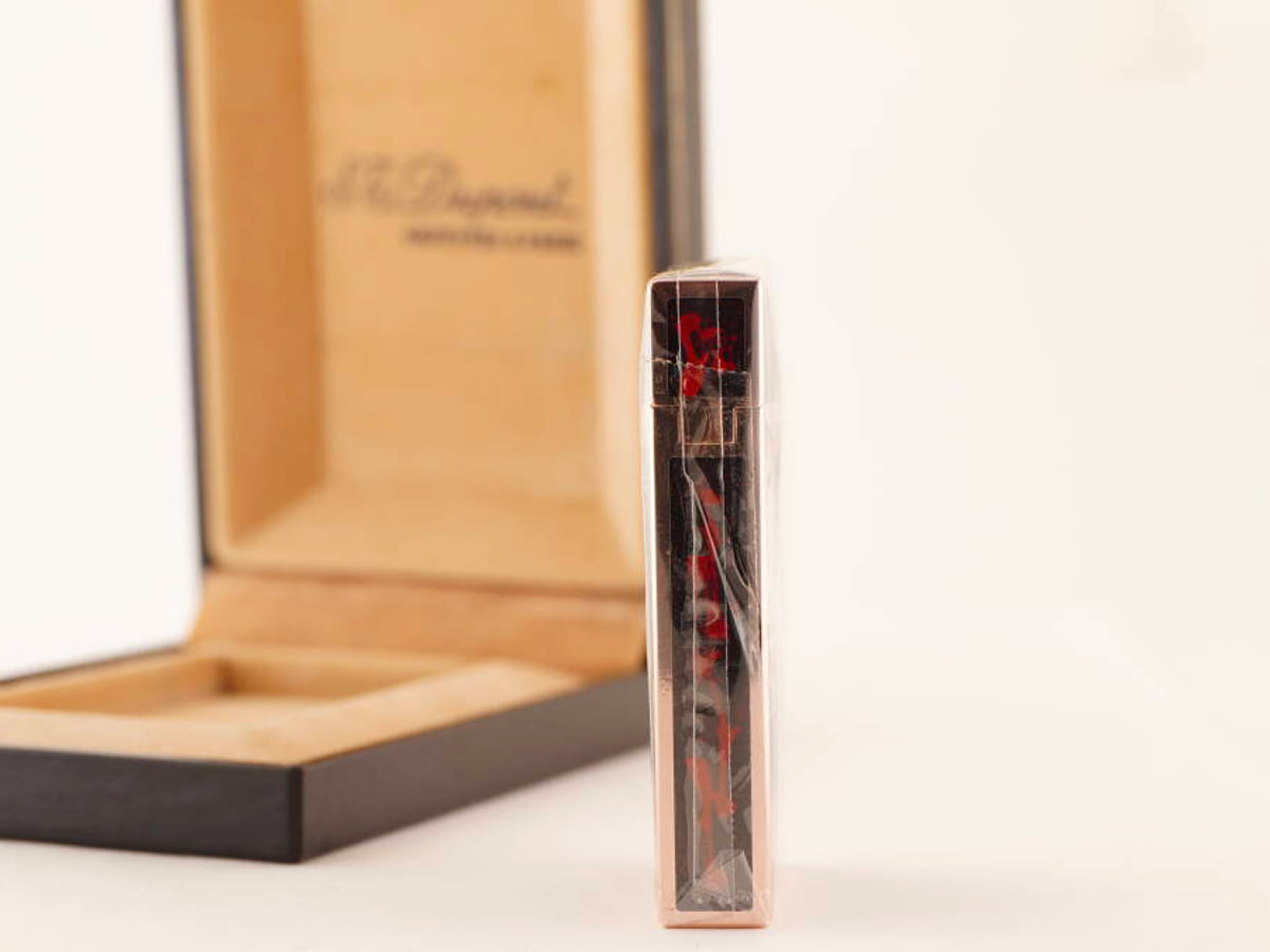 S.T.Dupont デュポン ライン2 ガスライター 漆調 ブラック レッド 箱付