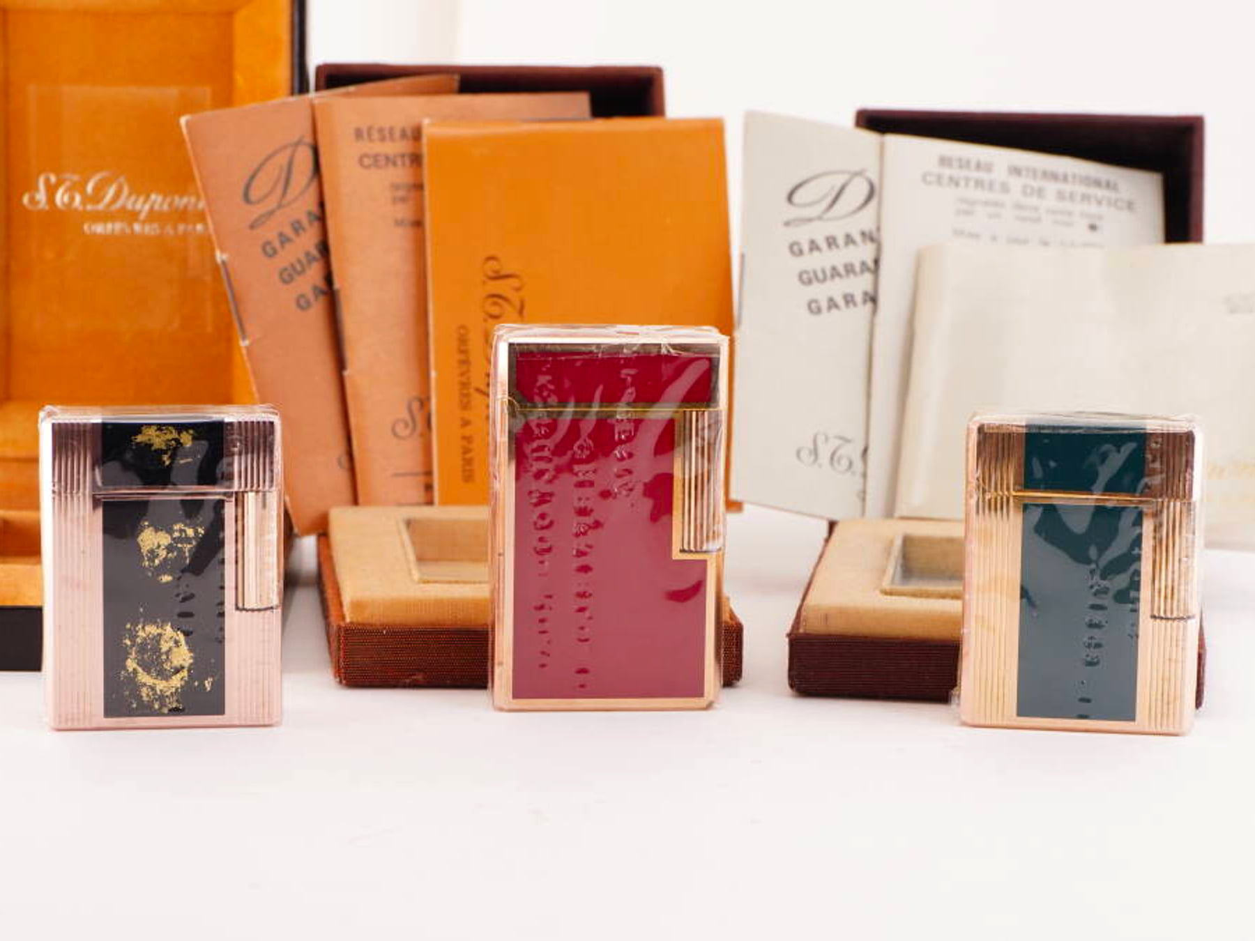 S.T.Dupont表記 ライン1と思われるライター 3点 色違い 箱・書類付き 未確認 ジャンク品