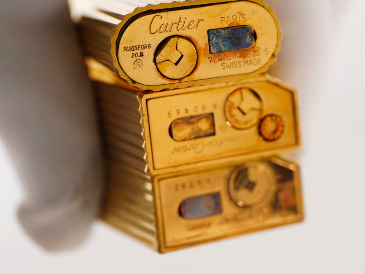 Cartier カルティエ ガスライター 3点セット ゴールドカラー 縦ライン調 単品 現状品