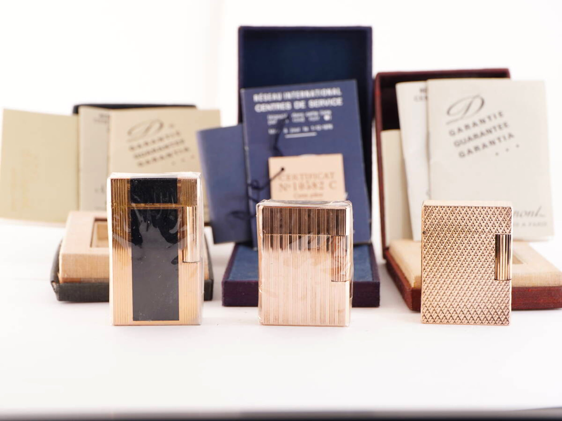 S.T.Dupont デュポン表記 ライン1タイプ ガスライター 3点 ケース・書類類付 ジャンク品