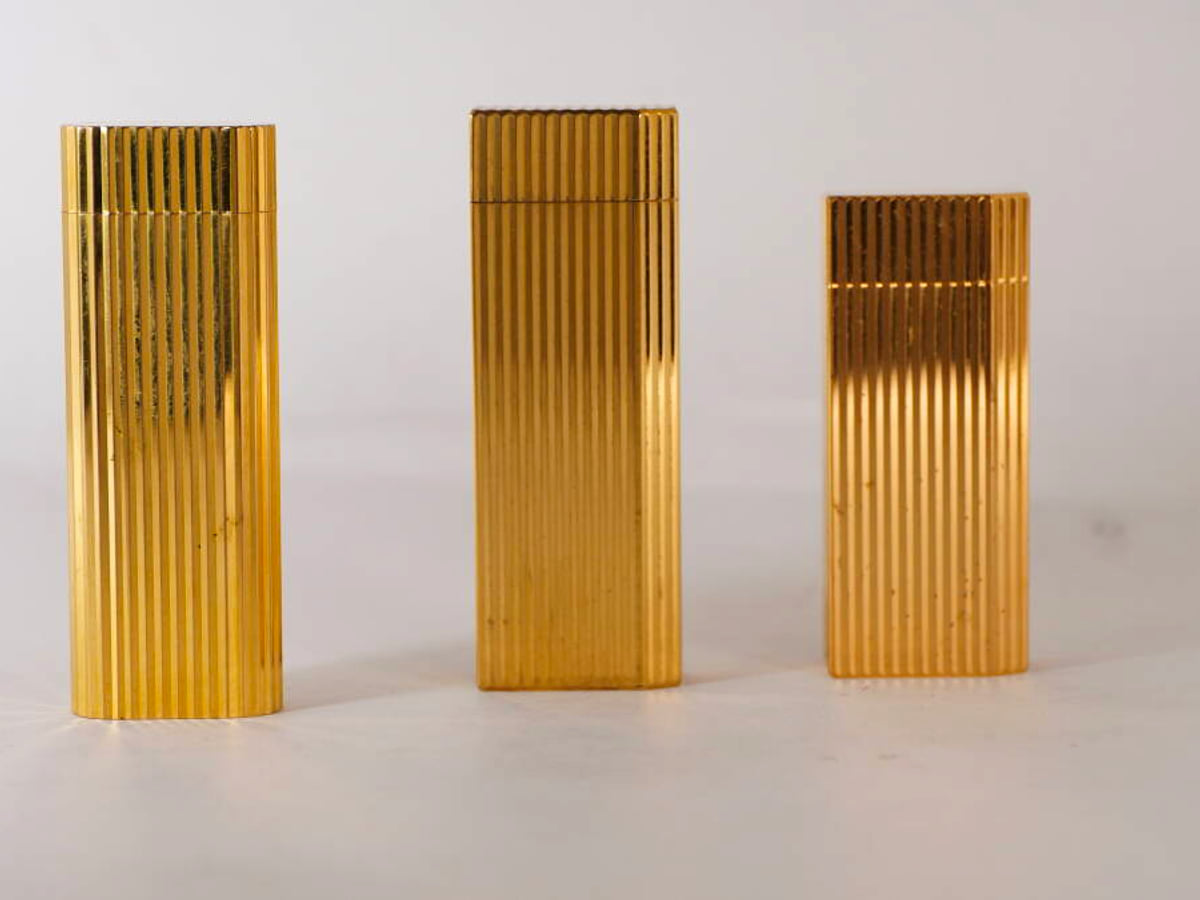 Cartier カルティエ ガスライター 3点セット ゴールドカラー 縦ライン調 単品 現状品
