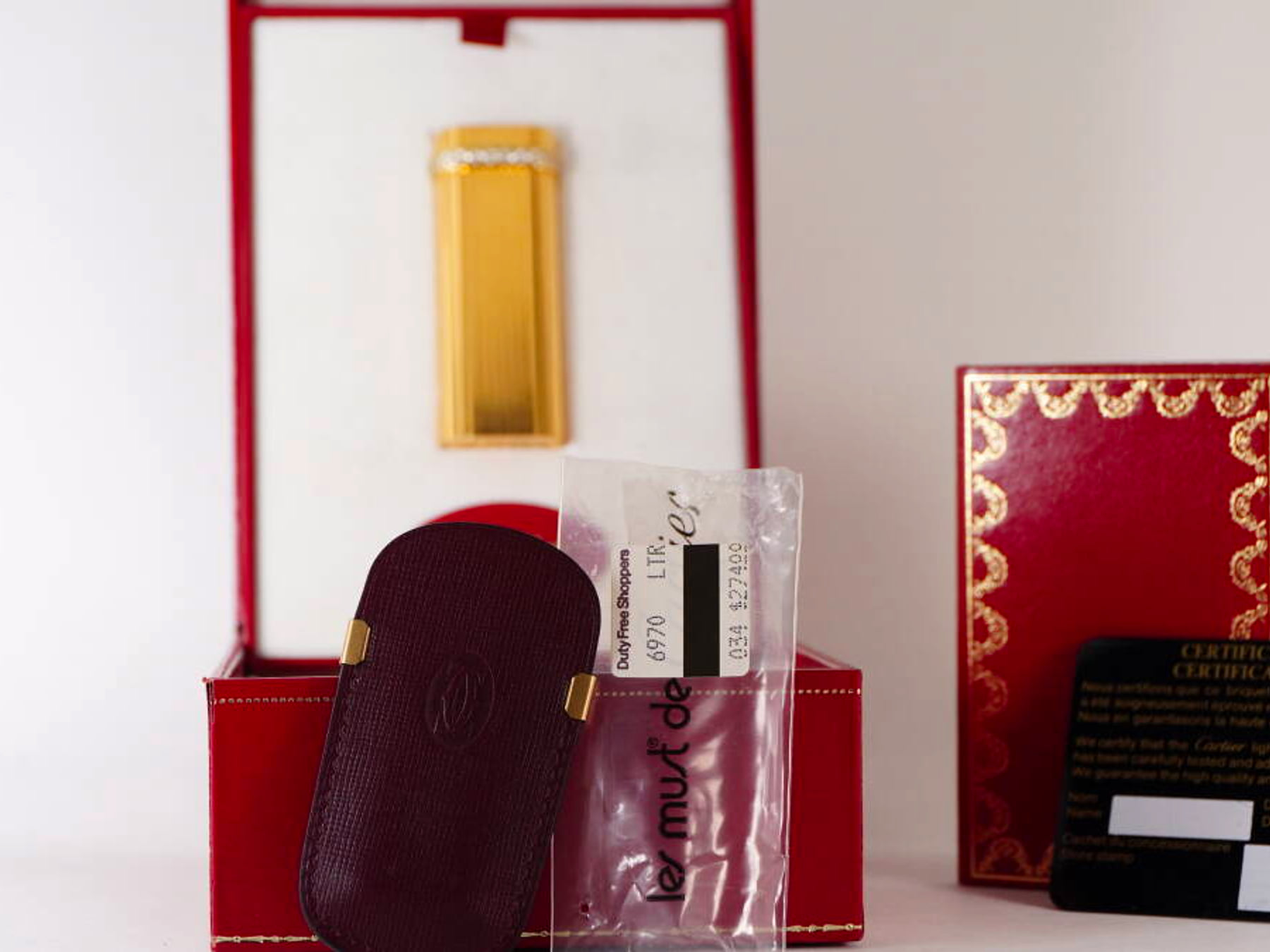 Cartier カルティエ ガスライター 1点 ゴールドカラー 縦ライン 原箱 ケース付