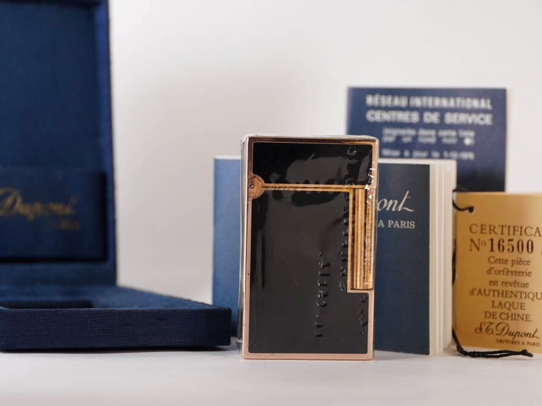 S.T. Dupont エス・テー・デュポン L2 ガスライター 1点 大サイズ 原箱付 ブラックパネル ゴールドカラー