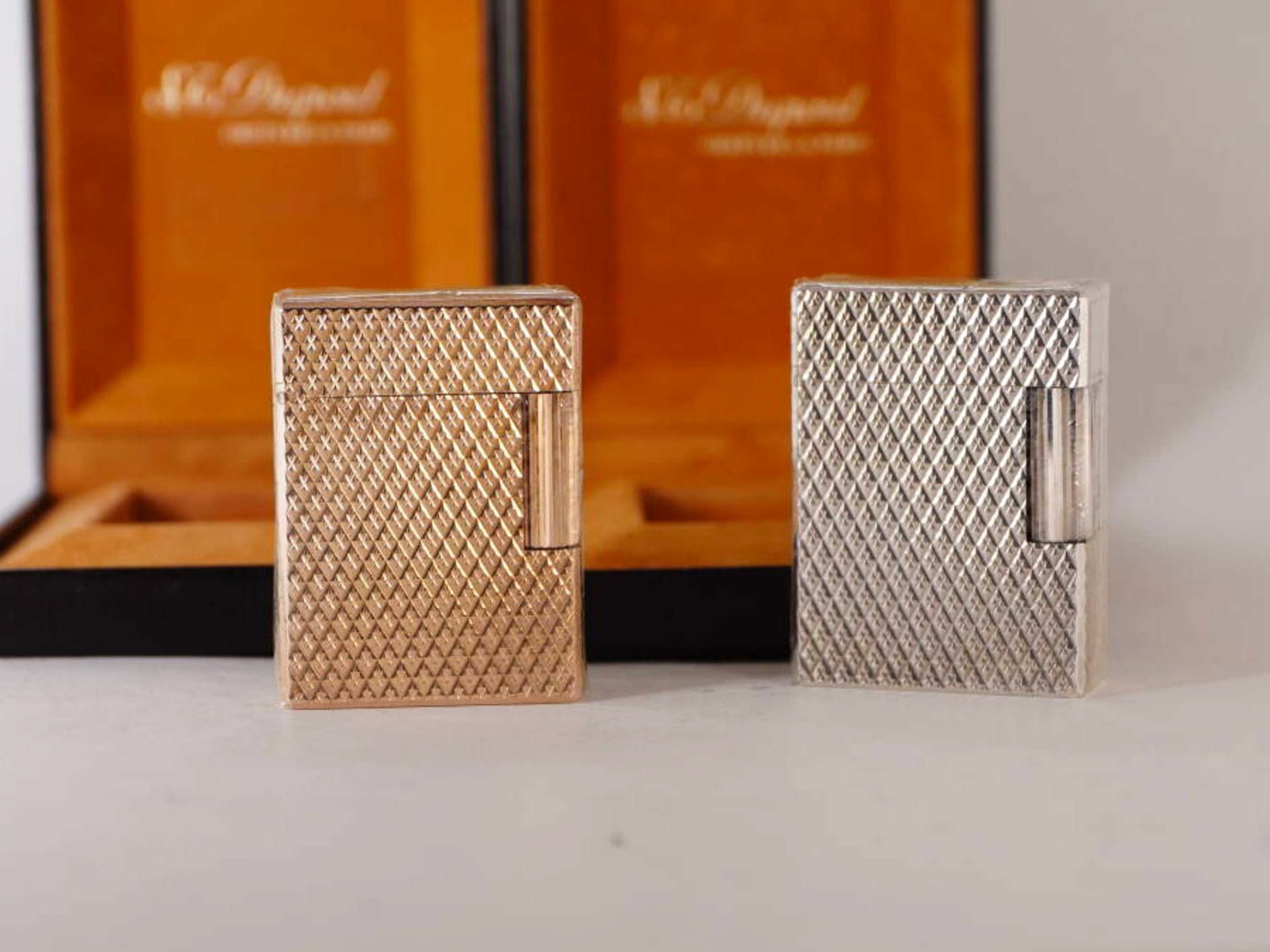 S.T.Dupont エステーデュポン L1系 ガスライター 2点セット 原箱付 ゴールド系 シルバー系 現状品