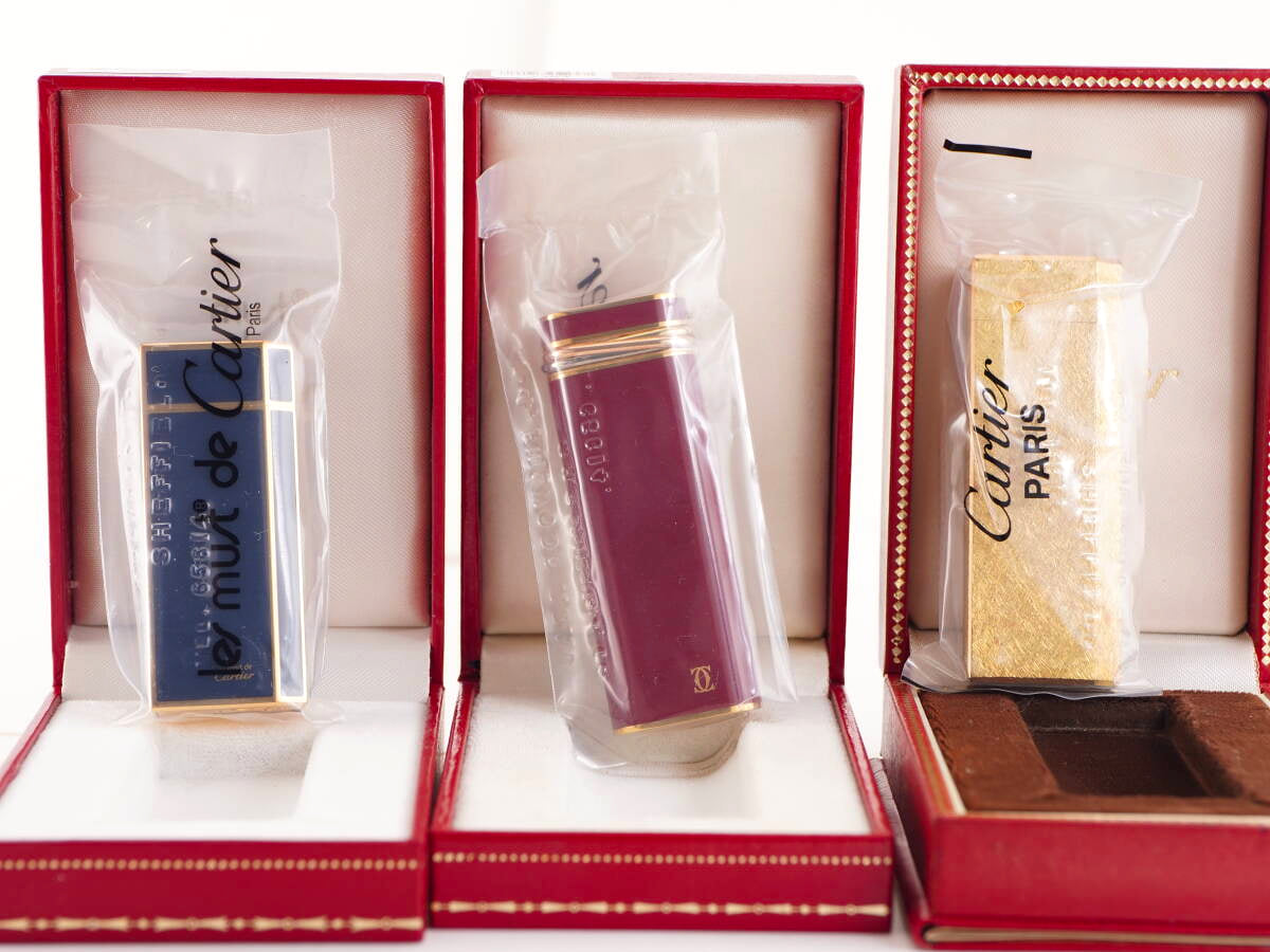 Cartier カルティエ表記 ガスライター 3点 ケース付 ジャンク品