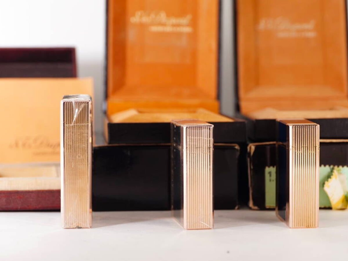 S.T.Dupont エステーデュポン L1 ガスライター 3点セット 原箱付 ブラック系 パネルデザイン 現状品