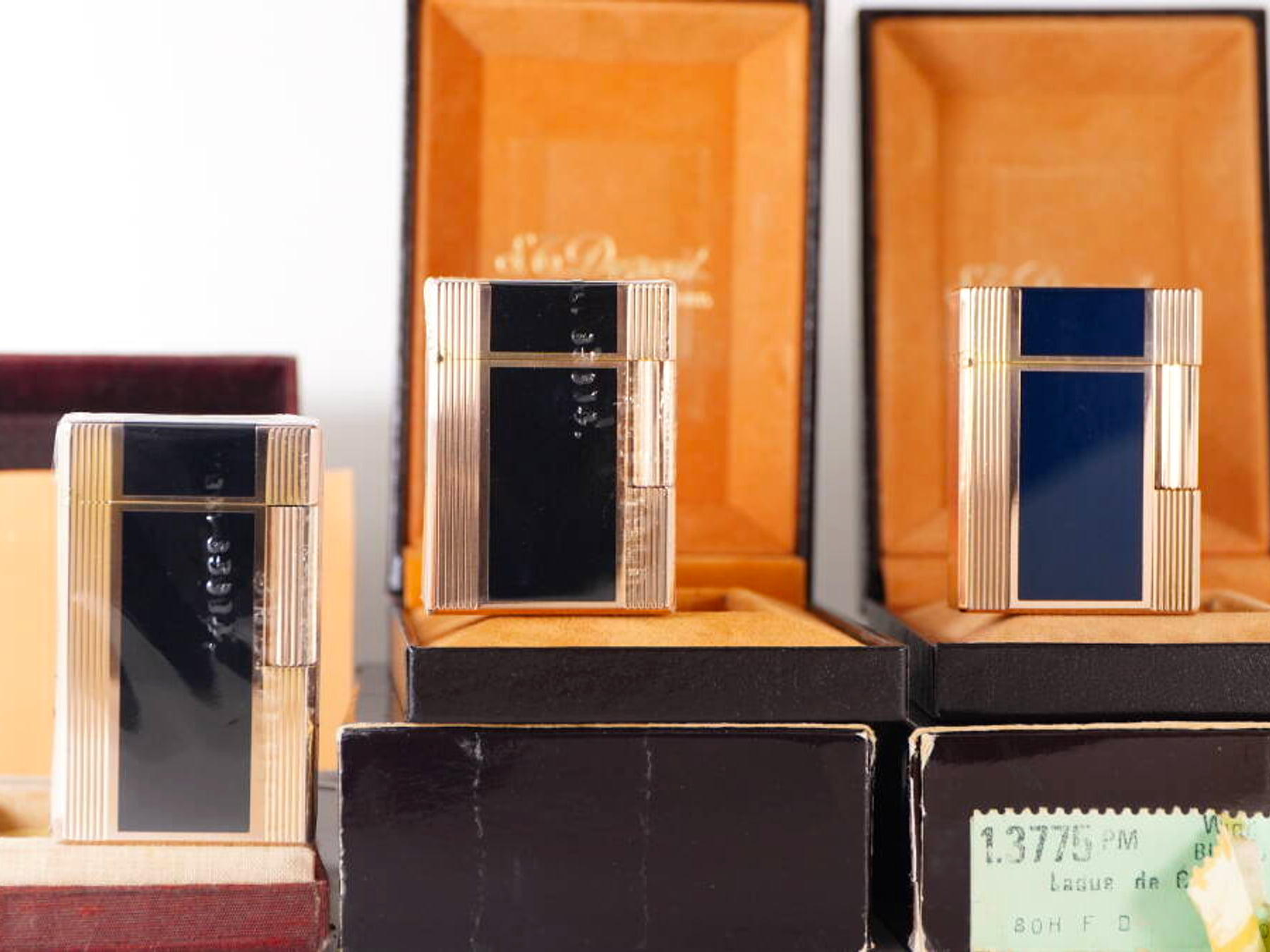 S.T.Dupont エステーデュポン L1 ガスライター 3点セット 原箱付 ブラック系 パネルデザイン 現状品