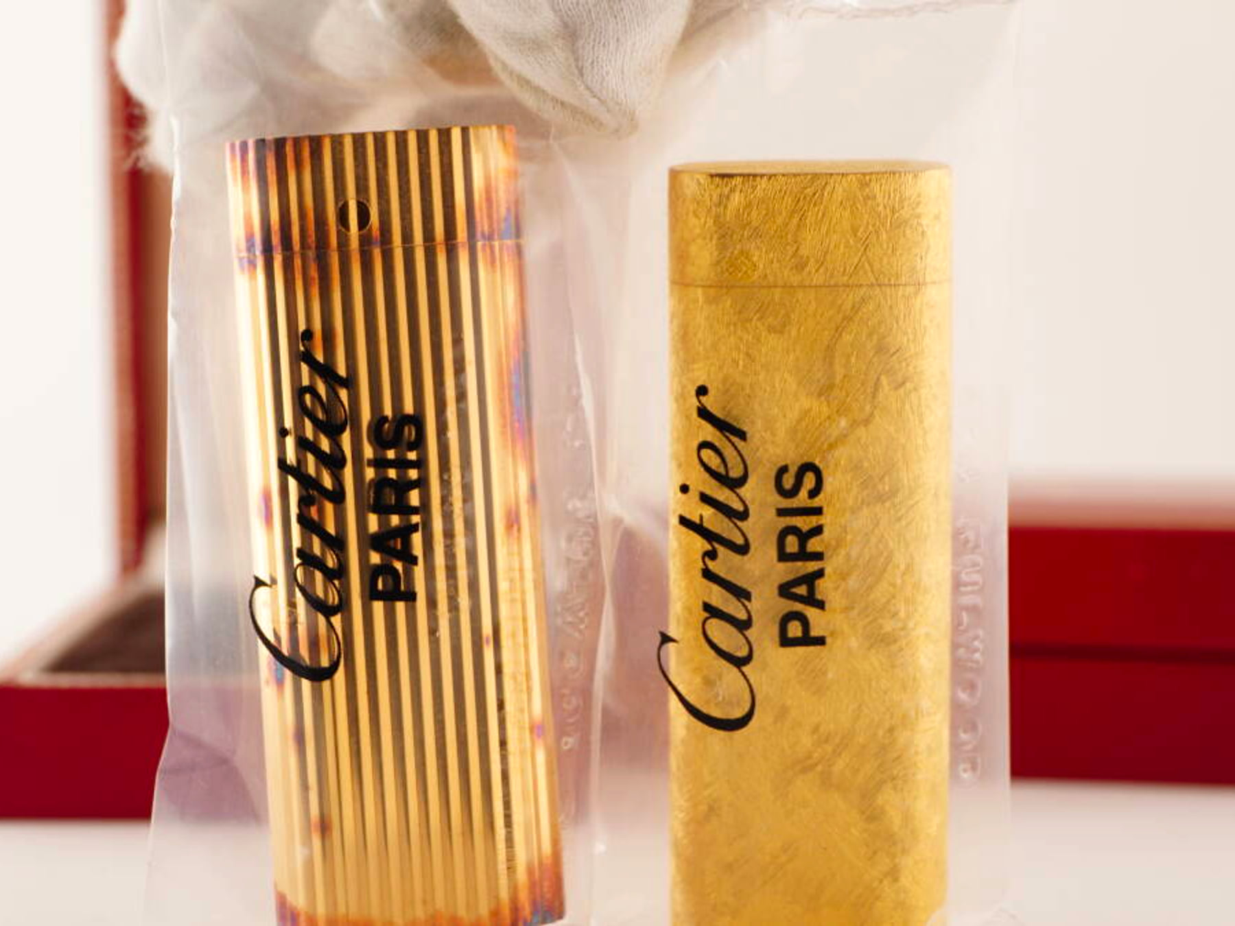 Cartier カルティエ ガスライター 2セット 縦ストライプ調 元箱付 · plate 2