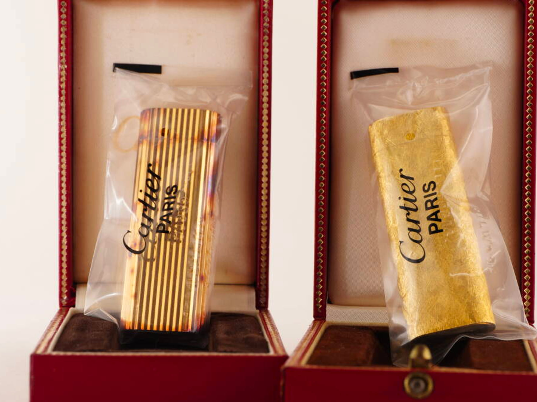 Cartier カルティエ ガスライター 2セット 縦ストライプ調 元箱付