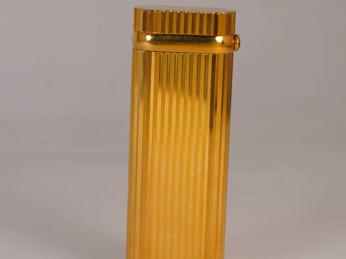 Cartier カルティエ ガスライター ゴールドカラー ストライプ模様 現状品